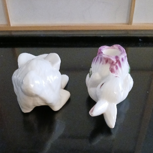 Ceramic Bunny Candle Holders - White and Purple - Picture 2 of 4